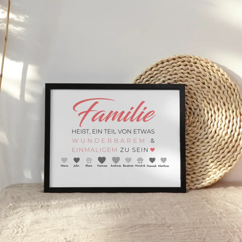 Familienposter Familie heißt Teil von etwas zu sein Bis zu 20 Namen