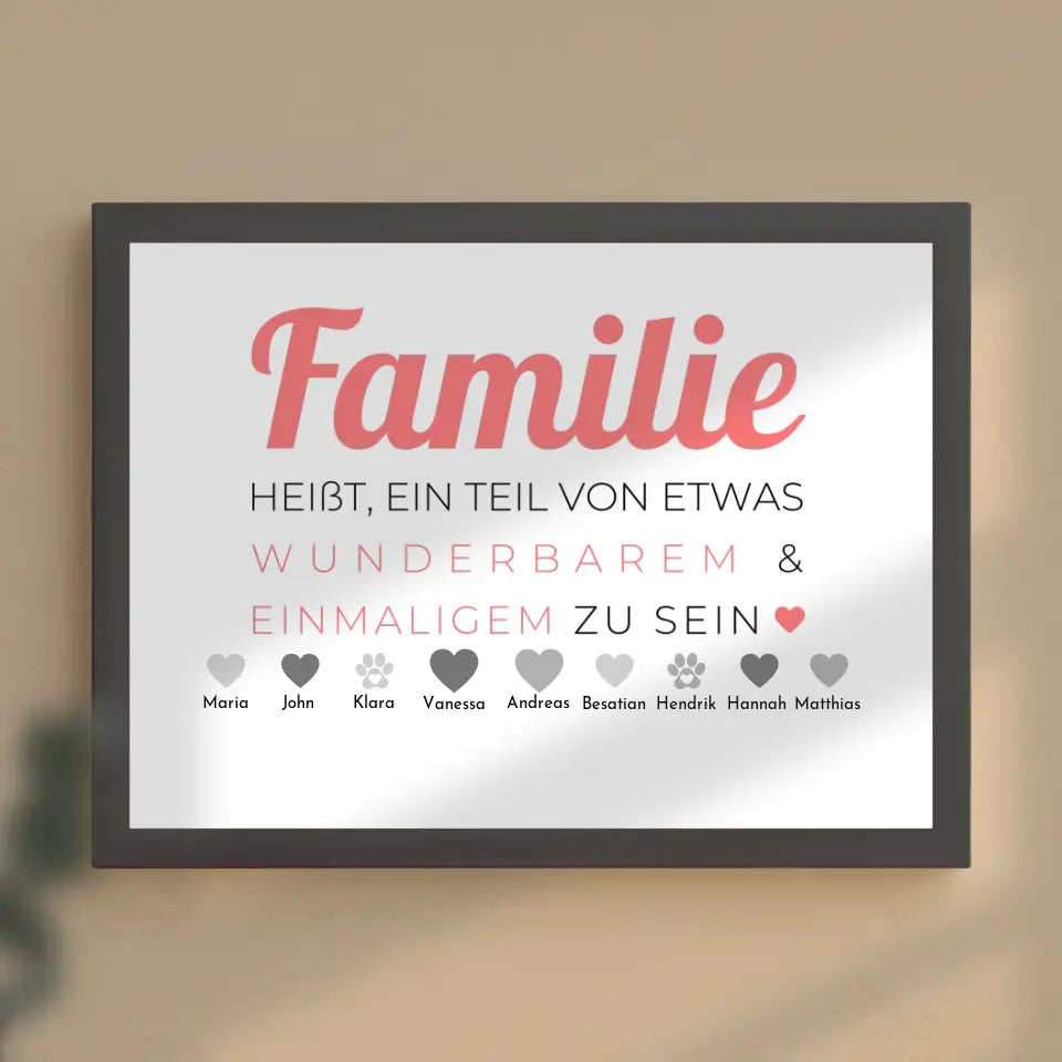 Poster Familie Personalisiert Familie heißt Teil von etwas zu sein Bis zu 20 Namen