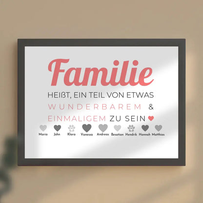 Poster Familie Personalisiert Familie heißt Teil von etwas zu sein Bis zu 20 Namen