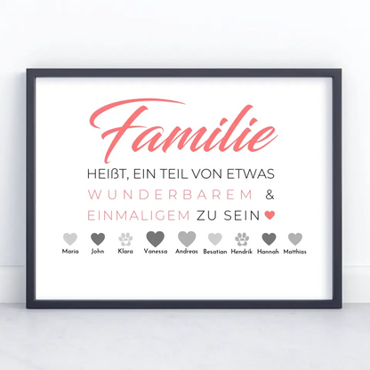 Familienposter Familie heißt Teil von etwas zu sein Bis zu 20 Namen