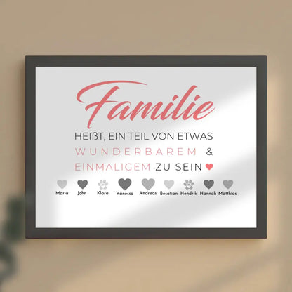 Familienposter Familie heißt Teil von etwas zu sein Bis zu 20 Namen