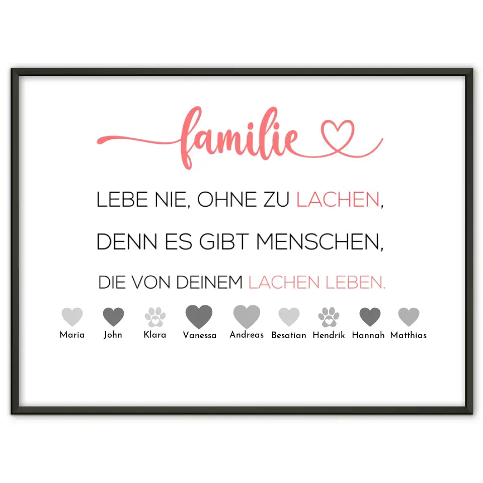 Personalisiertes Familienposter Familie heißt Teil von etwas zu sein Bis zu 20 Namen