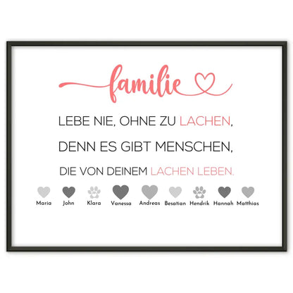 Personalisiertes Familienposter Familie heißt Teil von etwas zu sein Bis zu 20 Namen