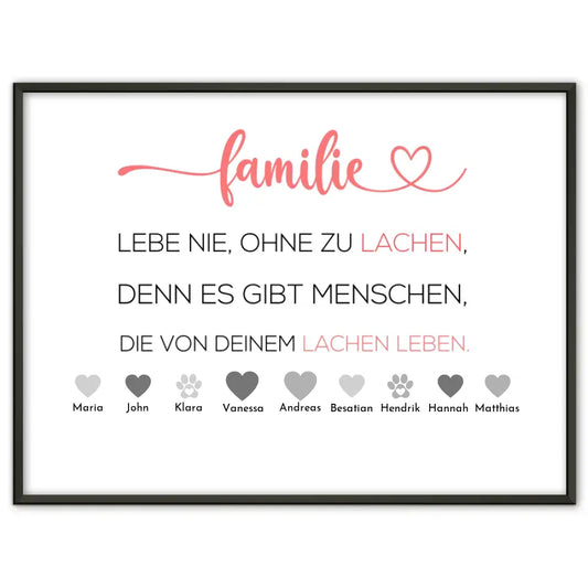 Personalisiertes Familienposter Familie heißt Teil von etwas zu sein Bis zu 20 Namen