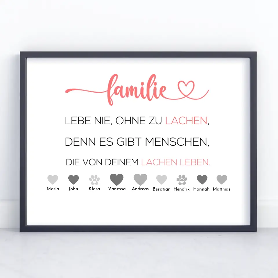 Personalisiertes Familienposter Familie heißt Teil von etwas zu sein Bis zu 20 Namen
