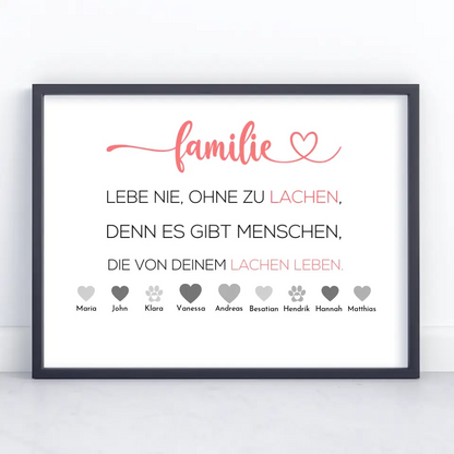 Personalisiertes Familienposter Familie heißt Teil von etwas zu sein Bis zu 20 Namen