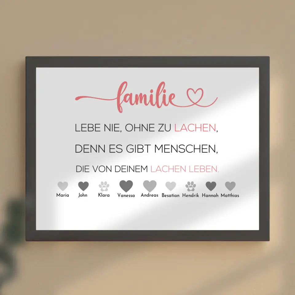 Personalisiertes Familienposter Familie heißt Teil von etwas zu sein Bis zu 20 Namen