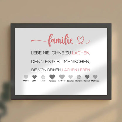 Personalisiertes Familienposter Familie heißt Teil von etwas zu sein Bis zu 20 Namen