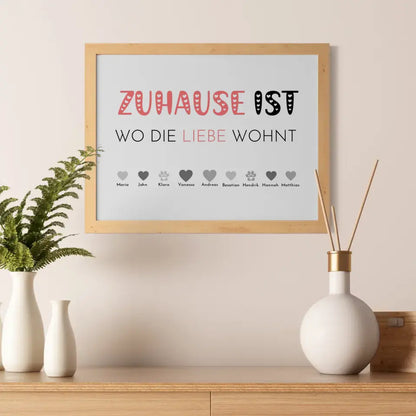 Poster Familie Zuhause ist wo die Liebe wohnt Bis zu 20 Namen