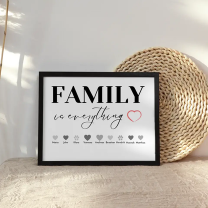 Familienposter Family is everything Bis zu 20 Namen