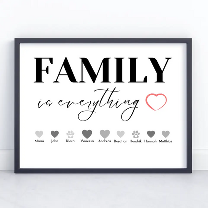 Familienposter Family is everything Bis zu 20 Namen