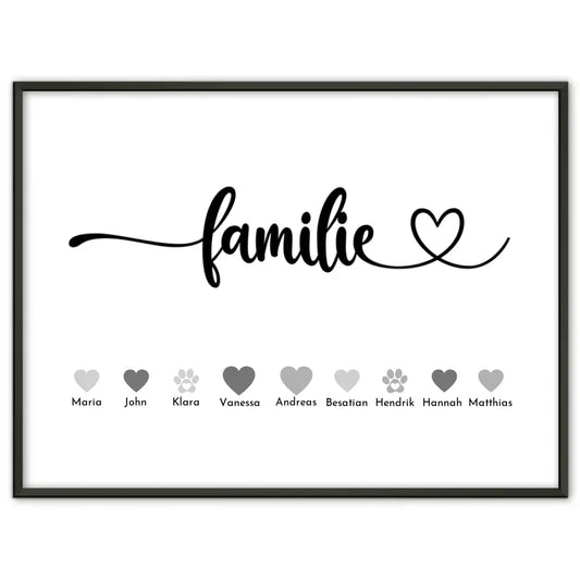 Personalisiertes Poster Familie Familie Bis zu 20 Namen