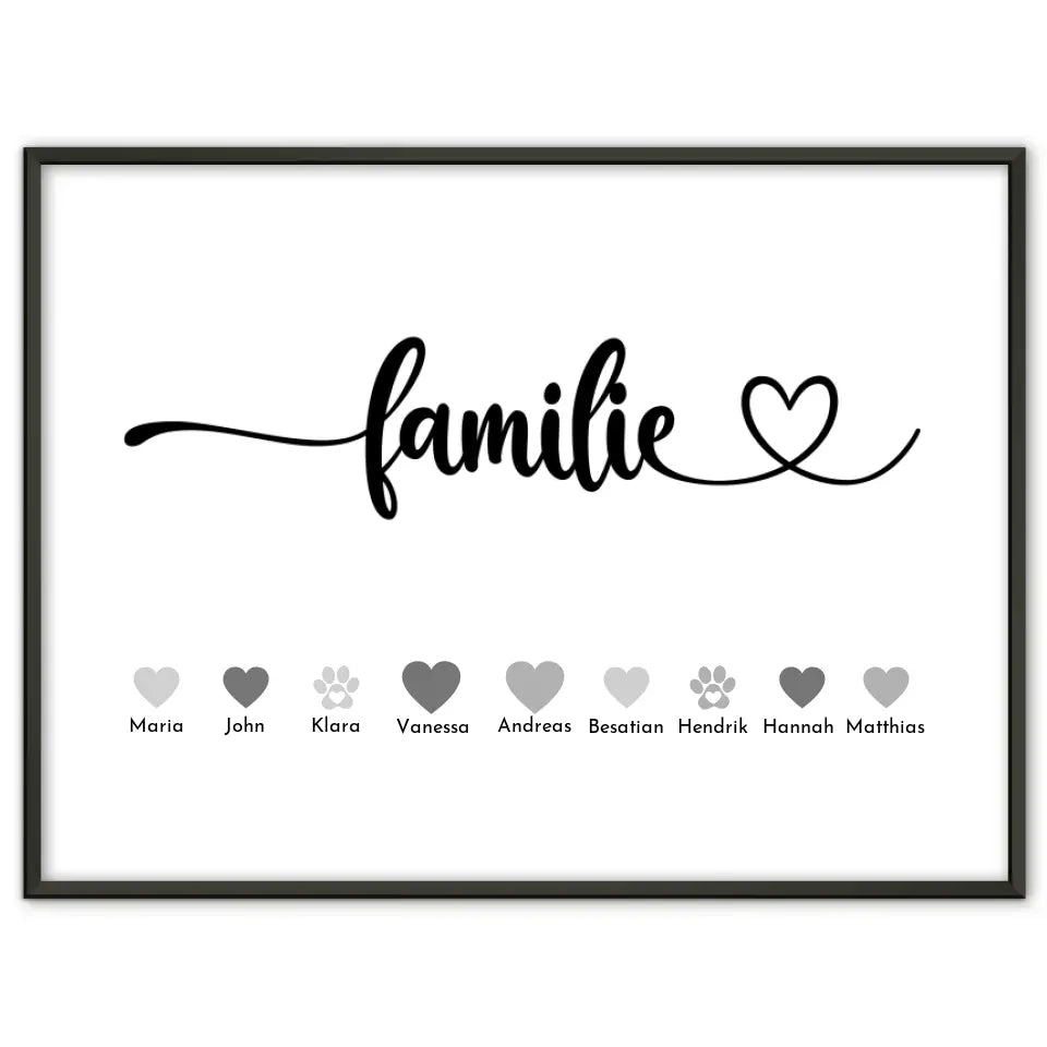 Personalisiertes Poster Familie Familie Bis zu 20 Namen