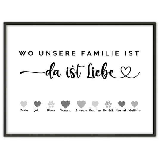 Familienposter Personalisiert Wo unsere Familie ist Bis zu 20 Namen