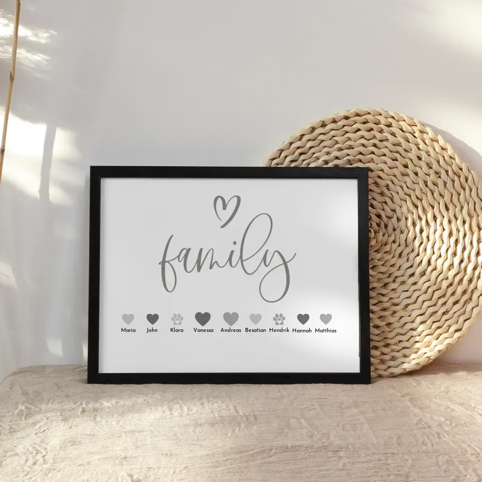Personalisiertes Familienposter Family Bis zu 20 Namen