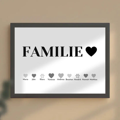 Poster Familie Familie Bis zu 20 Namen Eltern Kinder Katze Hund Pferd