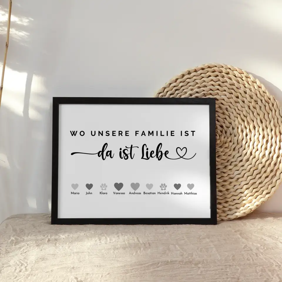 Familienposter Personalisiert Wo unsere Familie ist Bis zu 20 Namen