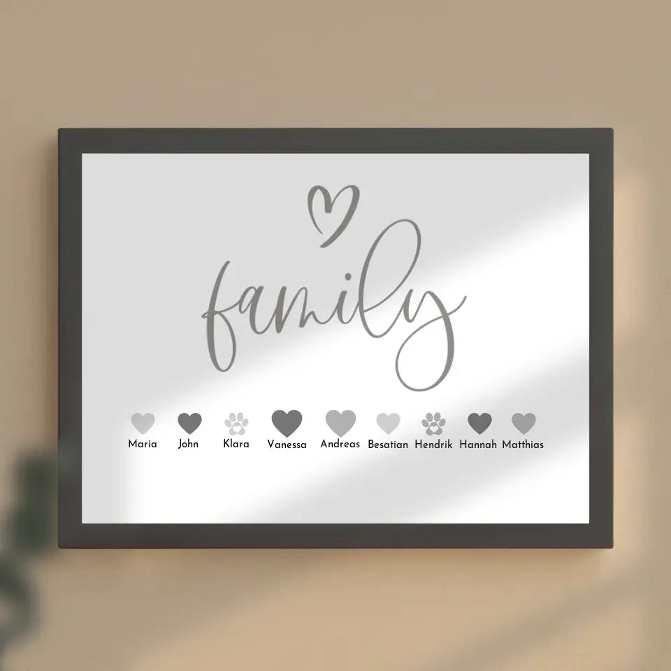 Personalisiertes Familienposter Family Bis zu 20 Namen