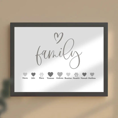 Personalisiertes Familienposter Family Bis zu 20 Namen
