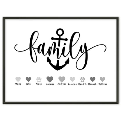 Familien Poster Family Eltern Kinder Katze Hund Pferd Bis zu 20 Namen