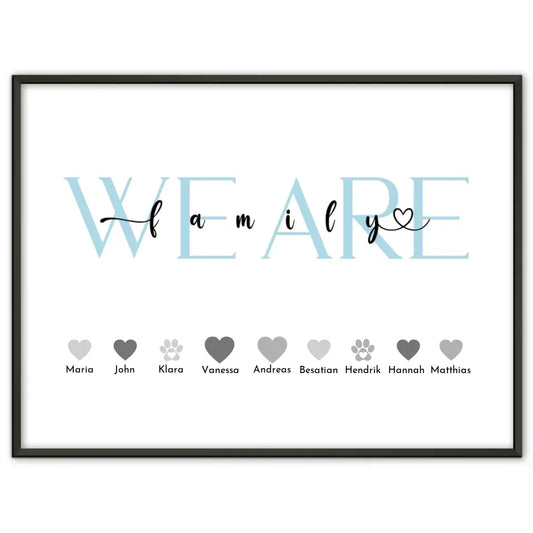 Personalisiertes Familienposter We Are Family Bis zu 20 Namen