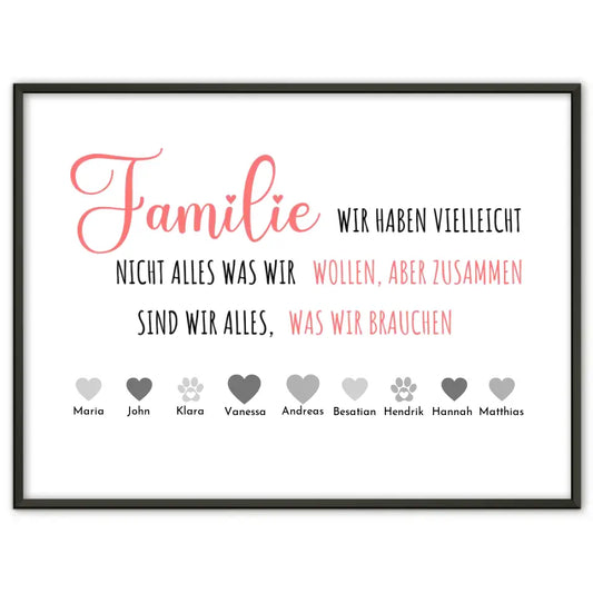 Familienposter Personalisiert Wir sind alles was wir brauchen