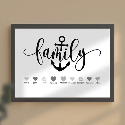 Familien Poster Family Eltern Kinder Katze Hund Pferd Bis zu 20 Namen