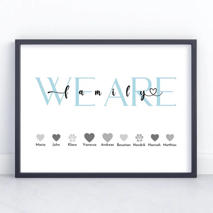 Personalisiertes Familienposter We Are Family Bis zu 20 Namen