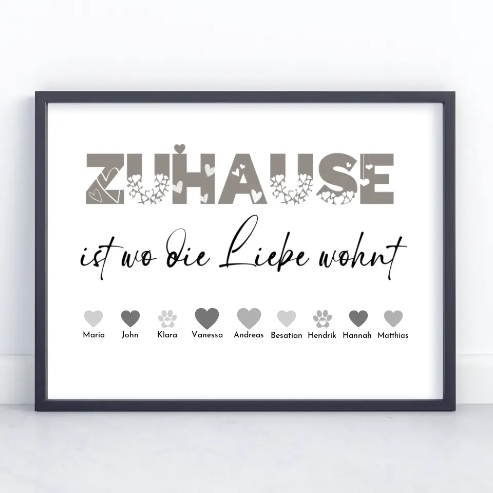 Poster Familie Personalisiert Familie ist wo Liebe wohnt Bis zu 20 Namen