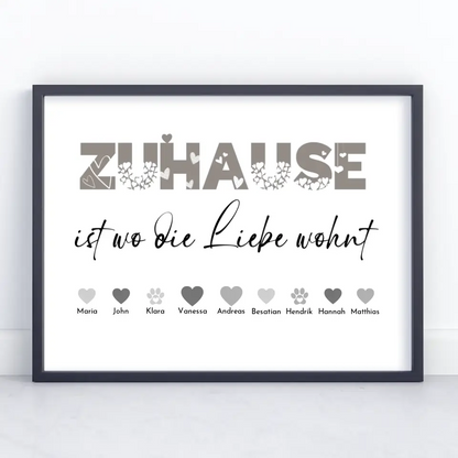 Poster Familie Personalisiert Familie ist wo Liebe wohnt Bis zu 20 Namen