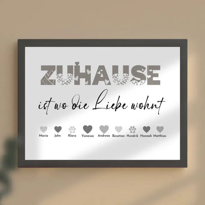 Poster Familie Personalisiert Familie ist wo Liebe wohnt Bis zu 20 Namen