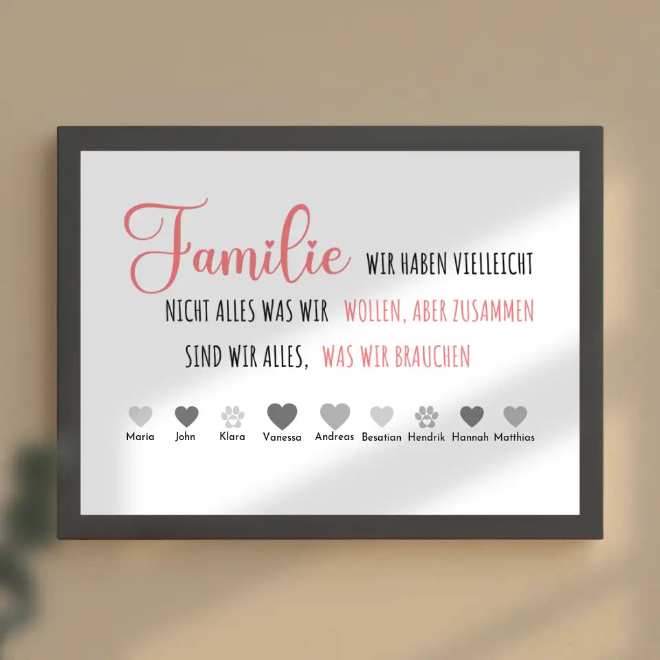 Familienposter Personalisiert Wir sind alles was wir brauchen