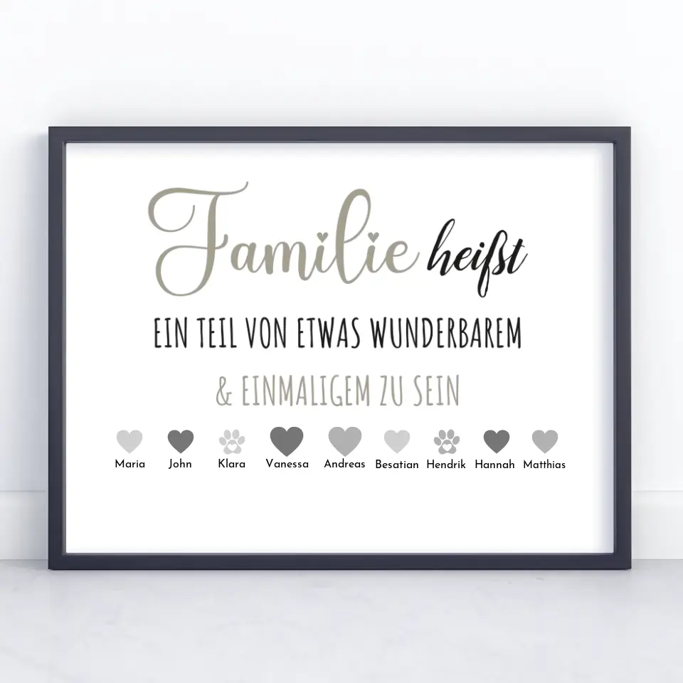 Familien Poster Familie heißt Teil von etwas zu sein Bis zu 20 Namen