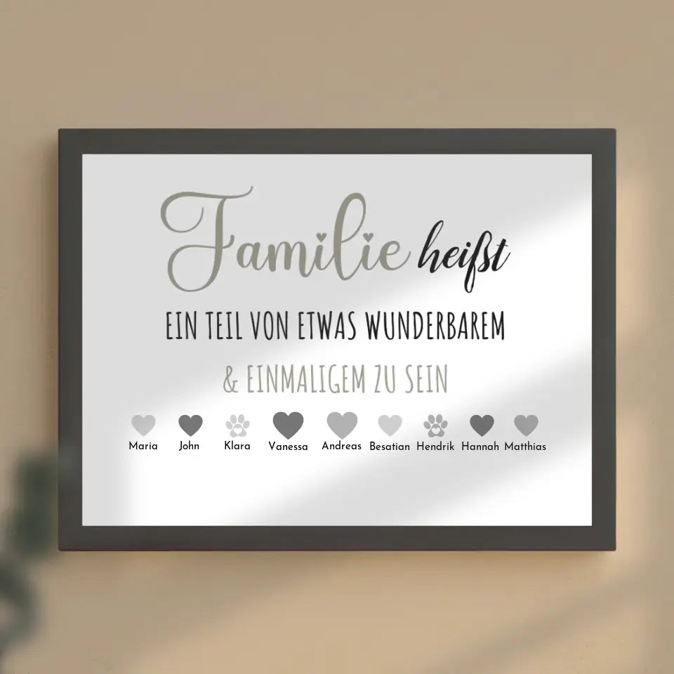 Familien Poster Familie heißt Teil von etwas zu sein Bis zu 20 Namen