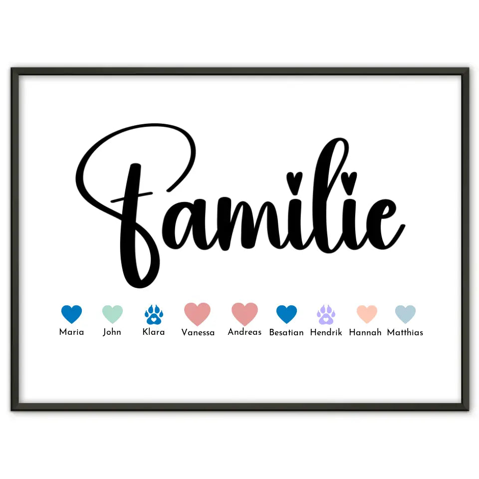 Personalisiertes Poster Familie mit Namen Familie Bis zu 20 Namen