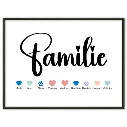 Personalisiertes Poster Familie mit Namen Familie Bis zu 20 Namen