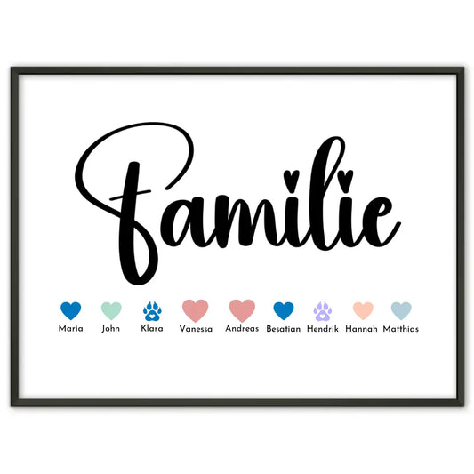 Personalisiertes Poster Familie mit Namen Familie Bis zu 20 Namen