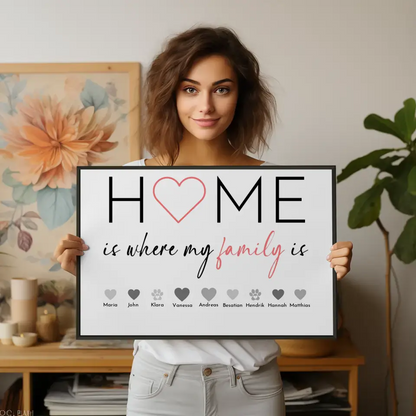 Poster Familie Personalisiert Home is where my family is Bis 20 Namen