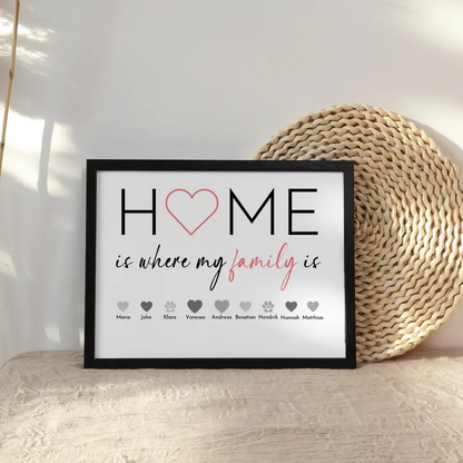 Poster Familie Personalisiert Home is where my family is Bis 20 Namen