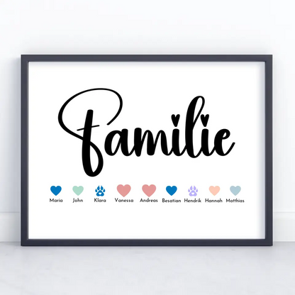 Personalisiertes Poster Familie mit Namen Familie Bis zu 20 Namen