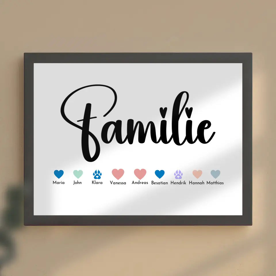 Personalisiertes Poster Familie mit Namen Familie Bis zu 20 Namen