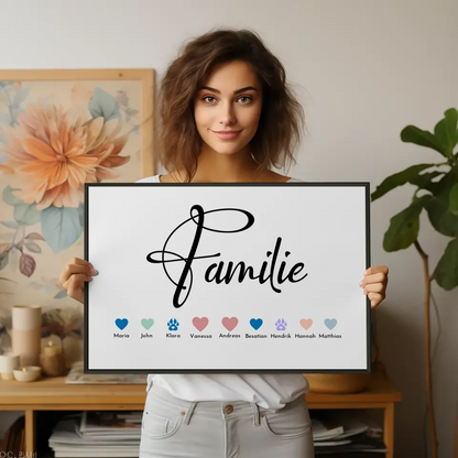 Personalisiertes Familienposter Familie Bis zu 20 Namen