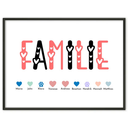 Poster Familie Personalisiert Familie Herzen Bis zu 20 Namen