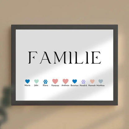 Poster Familie Familie Elegant Eltern Kinder Katze Hund Bis 20 Namen