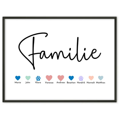 Familien Poster Familie Elegant Eltern Kinder Katze Hund Bis 20 Namen