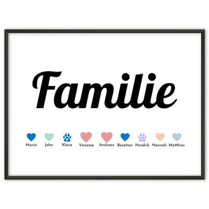 Poster Familie Eltern Kinder & Tiere Bis 20 Namen
