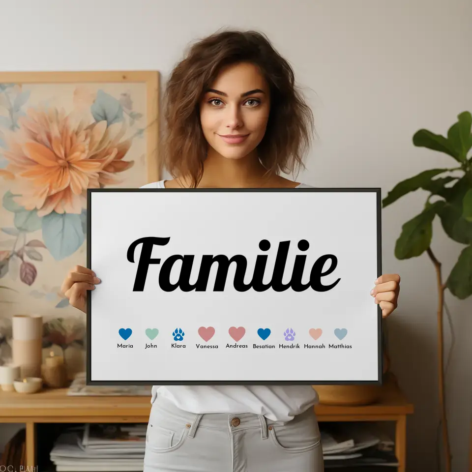 Poster Familie Eltern Kinder & Tiere Bis 20 Namen