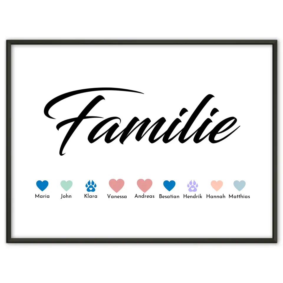 Personalisiertes Familienposter Bis zu 20 Namen