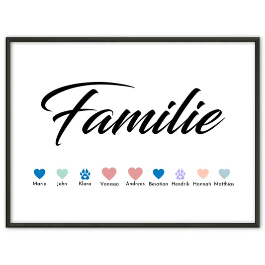 Personalisiertes Familienposter Bis zu 20 Namen