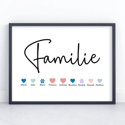 Familien Poster Familie Elegant Eltern Kinder Katze Hund Bis 20 Namen